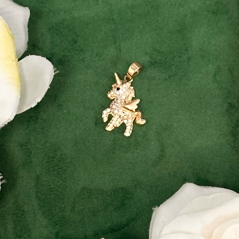 Gold Unicorn Charm With Micro Pave Diamonds NEW!